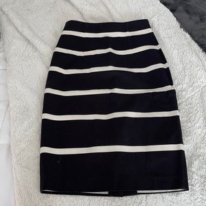 Navy and white striped banana republic pencil